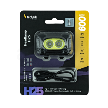 Technik Fejlámpa H25 (akkumulátoros) XPG-2+2835*8 LED + USB Type-C (600 lumen)